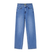 High Waist Wide Leg Drooping Straight Back Loose Hole Slimming Denim Trousers
